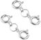 2PCS Silver Double Clasps Silver Necklace Extension Clasp Sterling Silver Spring Double Clasps for Necklace Bracelet Jewelry Making (Silver, 6mm)