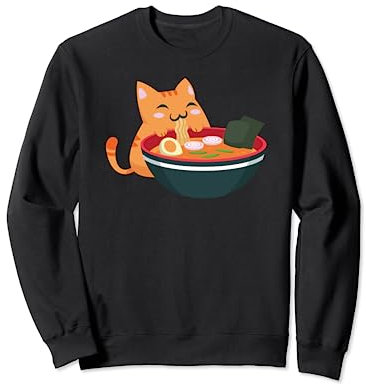 Mug ramen chats qui mangent un cadeau amusant des pâtes Sweatshirt