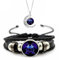 Overhil1s Zodiac Signs Spirit Bracelet, 12 Constellation Weave Leather Bracelet and Moon Pendant Necklace, Glow in the Dark Zodiac Bracelet for Men Women Girls Jewelry Gifts Set (Color : 3-Gemini)