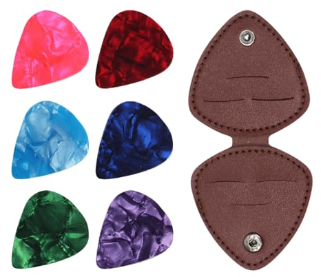 JTKREW Gitarren Plektren Picks mit Tasche-7 Stück für Akustikgitarre, E-Gitarre, Ukulele und Bass - Zubehör für Gitarre - Stärken von 0.46mm bis 1.5mm
