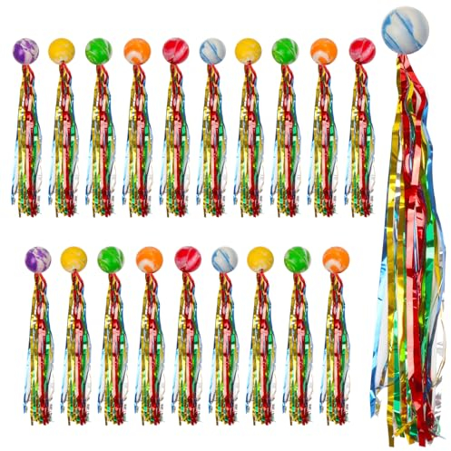 FINEASY 20 Stück Hüpfbälle für Kinder, 25mm Springball mit Farbige Bänder, Gummiball Spielzeug, Geburtstag Mitgebsel für Mitbringsel Kindergeburtstag