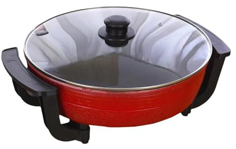 BURLOE Hot Pot Électrique, Twin Shabu Induction Dutch Oven Pot Soupe Batterie Cuisine Pot Cuisson Antiadhésif Chinois Shabu Induction Pot Batterie De Cuisine,Rouge