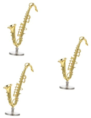 TOYANDONA 3st Saxophon-Modell Saxophone Spielzeug-Saxophon Kleines Tenorsaxophon Mini-musikinstrumentenmodell 1: Mini-trompeteninstrument Blechbläser Legierung Kind Miniatur Kleines Saxophon