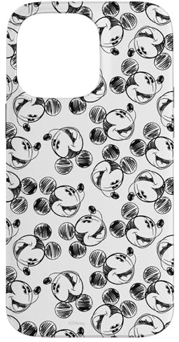 iPhone 14 Pro Max Disney Mickey Mouse Black and White Sketch Print Case