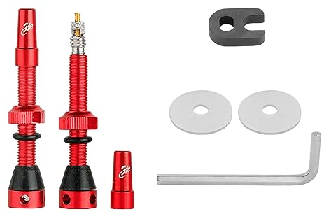 AMZLORD Legierung 44/60 mm Presta Tubeless-Ventilschaft-Set, kein Leck, mit Ventildeckel, Werkzeug zum Entfernen des Ventilkerns, 2 Stück, Fahrrad-Tubeless-Felge, Presta-Ventile, Sechskantsc