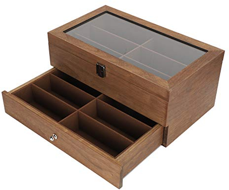 HURRISE Brillen-Vitrine, Verschleißfeste Feine Details und Polierte Holz-Brillenbox, Präsentationsbox für Damen und Herren zu Hause