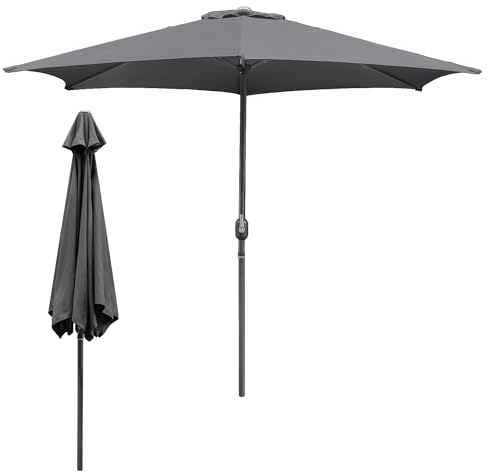 Jopassy Sonnenschirm 350cm Groß,Sonnenschirm Strand ohne Ständer,Gartenschirm UV Schutz Parasol Wasserabweisende mit Handkurbel Marktschirm für Terrasse,Balkon,Garten,Anthrazit