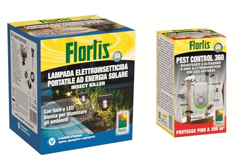 Flortis Insektenvernichter für Haus & Garten – Insektenvernichter – Insektenvernichter mit Ultraschall und elektromagnetischen Wellen – gegen Mücken, Mäuse, Fliegen, Kakerlaken, Spinnen