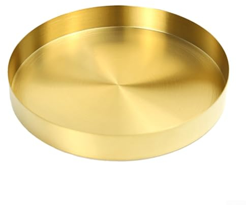Vassoio in acciaio dorato, per cucina, gioielli, cosmetici, vassoio organizer da esposizione multiuso, 20 cm