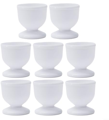Drhomeam Lot de 4 ou 8 coquetiers blancs en plastique pour œufs durs et souples, 51UH9FE05S6M87MDA8T9UTIY5V9