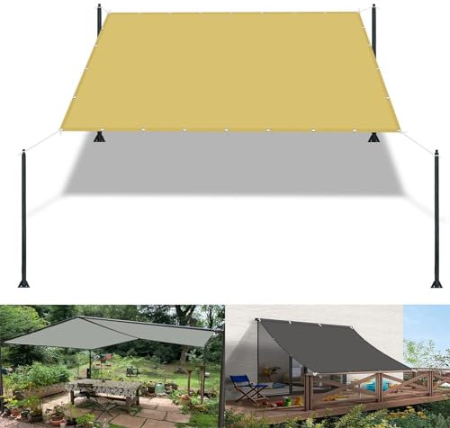 Sonnensegel mit öse 2.4 x 2.8 m Wasserdicht Sichtschutz Balkon Reißfest UV-Schutz nach Mass Polyestergewebe Mit Seil Schattenspender für Gewächshaus/Hinterhof, Creme Farben