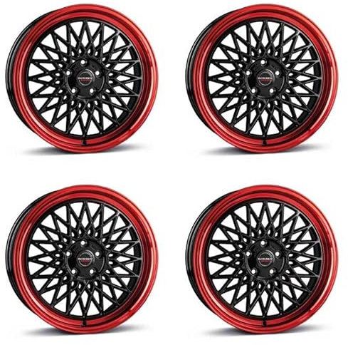 4x Borbet Felgen Alufelgen B 8x17 ET35 5x112 black rim red kompatibel mit VW Arteon Beetle CC Cross Golf Cross Touran e-Golf Eos Golf Jetta