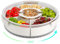 GLAMFORT Rotating Snack Containers, High Capacity Divided Fruit Veggie Tray with 6 Compartments, Portable Snack Box with Lid and Handle for Party, Travel, Picnic (1 PC)