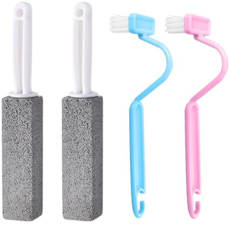 USHXVG 2 pieces of long-handled toilet brushes and 2 pieces of u-shaped toilet brushes, all-round cleaning brushes, pumice cleaning brushes, toilet accessories, furniture cleaning tools