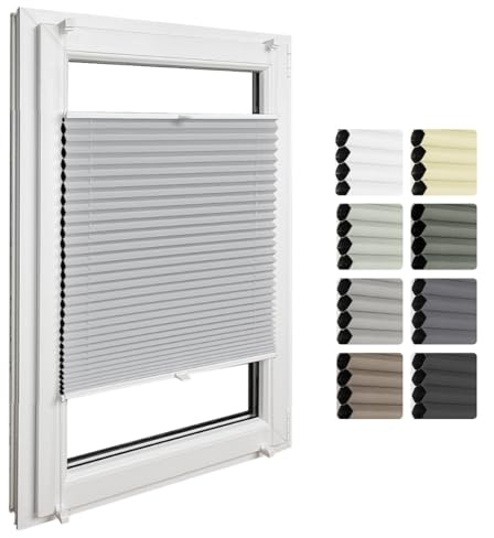 Home-Vision Premium Doppelplissee mit Klemmfix Weiß-Grau B125 x H200cm | Wabenplissee ohne Bohren Modern Klemmfix Blickdicht Plissee Sonnenschutz Hitzeschutz Jalousie für Fenster Thermo
