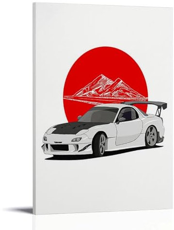 LKKHPEP JDM Auto-Kunst-Poster, Leinwand, Wandkunst, dekorative Wohnkultur, Gemälde für Wohnzimmer, Schlafzimmer, 60 x 90 cm, Rahmenstil