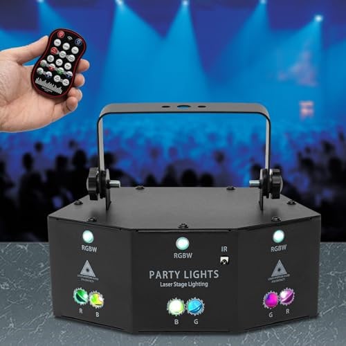 TONFEION DJ projector Discolicht Partylicht 9-Eyes LED RGB Licht Disco Bühnenbeleuchtung mit Fernbedienung für Effektstrahler Halloween Weihnachten Klub Party Lichteffekt mit Einer 180° verstellbaren