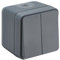 DEBFLEX - Cyklone - Interruptor Conmutador Doble - Interruptor de Pared - Estanco IP55 - Interior/Exterior - Instalación en Superficie - Gris Oscuro - 75 x 75 x 65 mm