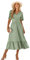 HEYPORK Damen Frühling Sommer Bequem Lässig Kleider Mode Elegant Röcke Frauen V-Ausschnitt Solide Farbe Lotus Blatt Ärmel Lässig Langes Kleid(B Hellgrün, XL)