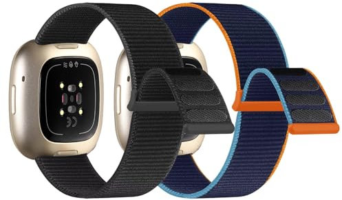 Gittos Nylon Cinturino per Fitbit Versa 4/Versa 3/Sense/Sense 2 Treccia di Nylon Sport Cinturini per Uomo Donna