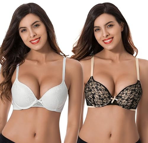 Curve Muse Soutien-Gorge Galbant (Un Bonnet supplémentaire) Grande Taille à Armatures-White,Black-110D