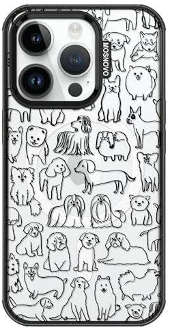 MOSNOVO for iPhone 14 Pro Case, Fit for MagSafe, Military-Grade Drop Protection, Shockproof Bumper, Cute Women Girl Magnetic Phone Case for iPhone 14 Pro, Doodle Dog/Black