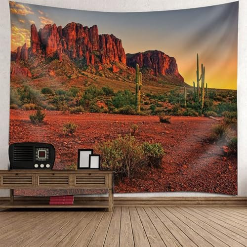 Homxi Wall Tapestry Wandbehänge 300 x 256 CM,Gebirgslandschaft Wandteppiche Wanddeko Polyester Orange Grün