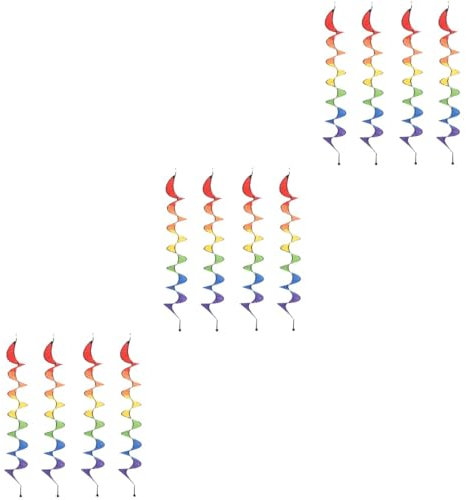 Happyyami 4 Stück Bunte Regenbogen Windsackfahnen aus Stoff Formstabil und Hängedekoration für Garten Terrasse und Party Geeignet