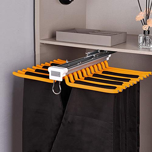 Ausziehbarer Hosenbügelhalter, 22-armiger ausziehbarer Krawattenhalter, platzsparend, mit Dämpfungsschienen und beflockter Kleiderstange, Kleiderschrank mit einer Tiefe von mehr als 48 cm, Beladung