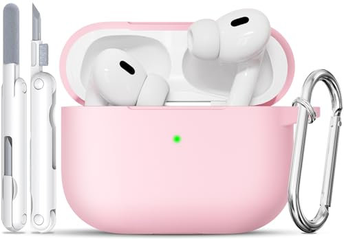 TNSNK Case for AirPods Pro 2/1. Gen with Cleaner Kit, Silicone Protection Case for Apple Airpods Pro 2019 (2023 USB-C/Lightning Cable) with Keychain [Support Wireless Charging]