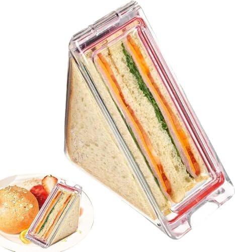 Ymhapp Transparent Sandwich Wedge Box,Reusable Sandwich Bags | Reusable Containers Triangle, Box for Lunch Boxes Lunch Food Carriers