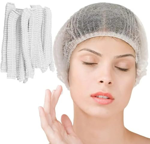 GM 200 Pezzi Cuffia Chirurgica Bianca, Cuffia in TNT, Taglia Unica, Cuffia Capelli Per Cucina o Dentista, Strumento Igienico Medico, Cuffie Monouso per Capelli Uomo Donna