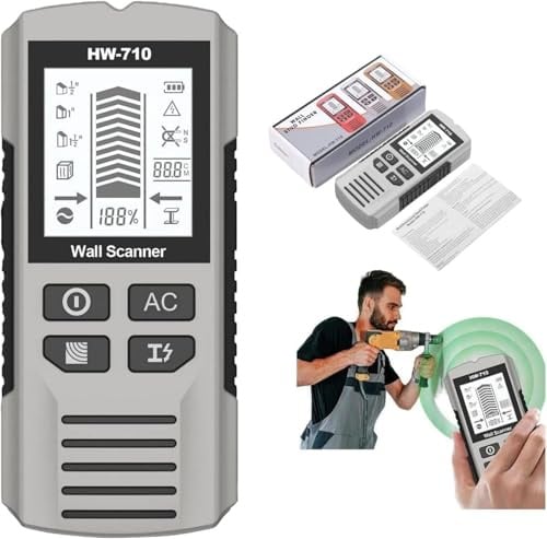 5in1 Wanddetektor für Wände - Metall, Holz & Stromkabel Finder mit Tiefenmessung | Trägererkennung für TV-Montage, Regale & mehr Leitungssucher Ortungsgerät Wand Scanner Detektor