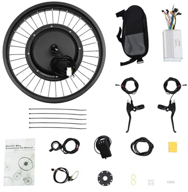 PromiseFly 20 Zoll Ebike Umbausatz 1000W Vorderrad Umbausatz Kit DC 48V 38-45KM/H Vorderrad-E-Bike-Nabenmotorsatz mit LCD-Anzeige, Steuergerät, Bremshebelset Electric Bicycle Conversion Kit