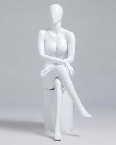 Sitzende Schaufensterpuppe Ganzkörper weiblich, realistische sitzende Schaufensterpuppe Torso Kleid Form mit Hocker, Kunststoff abnehmbare Schaufensterpuppe Körper
