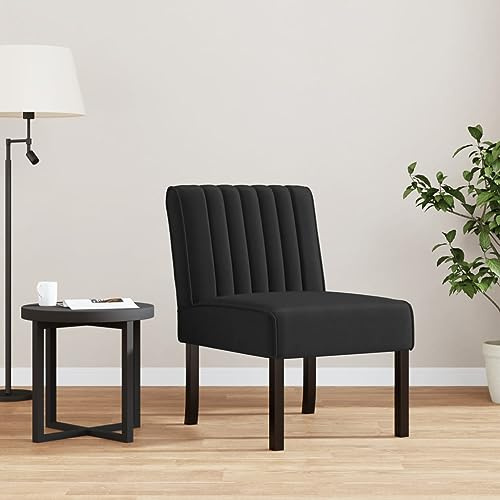 Qnhdfrt Polsterstuhl Schwarz Samt Bequemer Loungesessel mit Massivholzbeinen 48x64x72 cm Modernes Design für Wohnzimmer Schlafzimmer Balkon Schminktisch