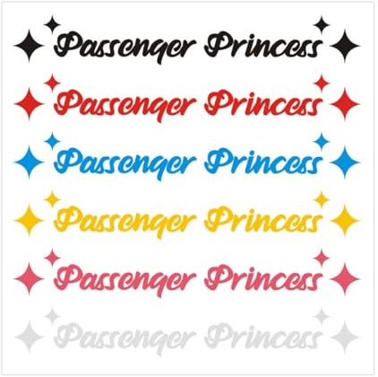 LAKPYN 7 Stück Passenger princess auto sticker Passagier Princess Auto Parts Netter wasserdichte Fahrzeugspiegelaufkleber, Fenster Rückspiegel Frauenauto