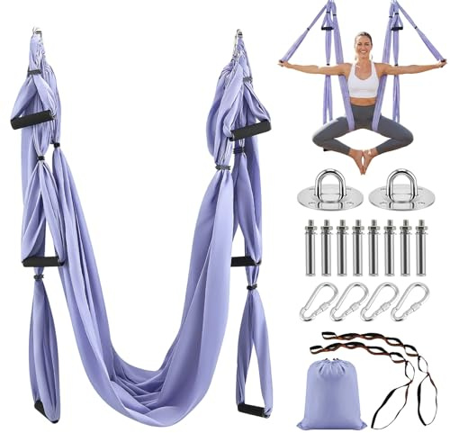 Yoga Hängematte Set, Aerial Yogatuch Yoga Schaukel Swing Anti-Schwerkraft Pilates, Yogatuch Zum Aufhängen Mit Montagezubehör und Tragetasche
