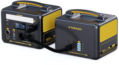 VTOMAN Jump 600X Portable Power Station with Extra Battery | 600W/939Wh LiFePO4 Battery Power Station, 2 DC Output Regulated 12V/10A, USB-C PD 60W for Emergency, Travel, Camping