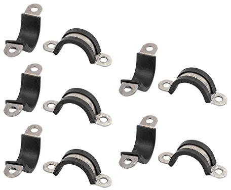 sourcing map 10 Stk 22 mm Durchmesser Gummierte U-förmige Edelstahl Rohrschellen Schlauchrohrschelle DE de