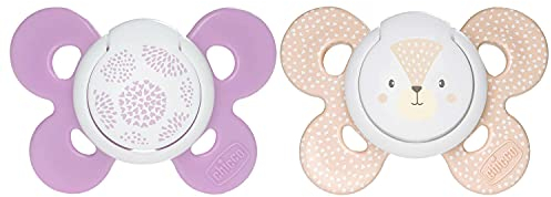 Chicco PhysioForma Succhietto Comfort 6-16 Mesi, Ciuccio Bimba con Tettarella in Silicone, Supporta la Respirazione Fisiologica e il Corretto Sviluppo della Bocca, Rosa in Colori Assortiti, 2 pezzi