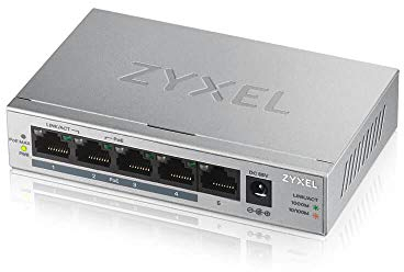 Zyxel Switch Gigabit Unmanaged Zyxel a 5 porte 4 x PoE+ con budget di 60 W, Garanzia a Vita [GS1005HP]