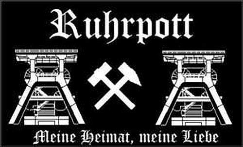 Flagge Ruhrpott Schwarz Fahne 90x150 cm Hissflagge Pott Flag Fahnen