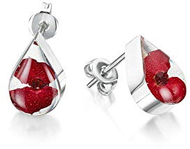 Shrieking Violet® Ohrstecker Mohnblume Ohrstecker in Tropfenform, handgefertigt, mit echten Blumen. Schmuck Geschenke für Sie