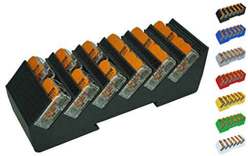 Din Rail Hutschienenhalter für 6x Wago Klemmen/lever clamps 221-412/413/415 (Wagoklemmen nicht im Lieferumfang!) (Schwarz)