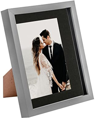 Nicola Spring 3D-Box Fotorahmen - 8 X 10 mit 5 X 7 Reittier - Grau/Schwarz