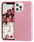 MATEPROX Glitzer Handyhülle Kompatibel mit iPhone 12 Pro Hülle/iPhone 12 Hülle, Kratzfest Dünn Slim Bling Schutzhülle für iPhone 12 Pro/iPhone 12 6.1'' 2020-Rosa