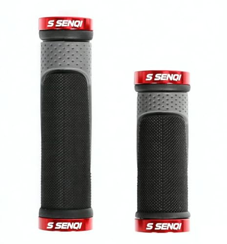 SENKI Leichte Fahrradgriffe, 130 mm & 90 mm, rutschfest, Multi-Speed & Mountainbikes, Rot