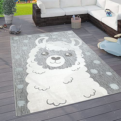 Paco Home Kinderteppich Kinderzimmer Outdoorteppich Spielteppich Tiermotive Modern 3D, Grösse:80x150 cm, Farbe:Grau 2