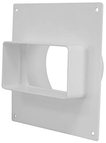 Intelmann Flachkanal Wandflansch Kanal auf Rohr, 110 x 55 mm auf Ø 100 mm, Kunststoff